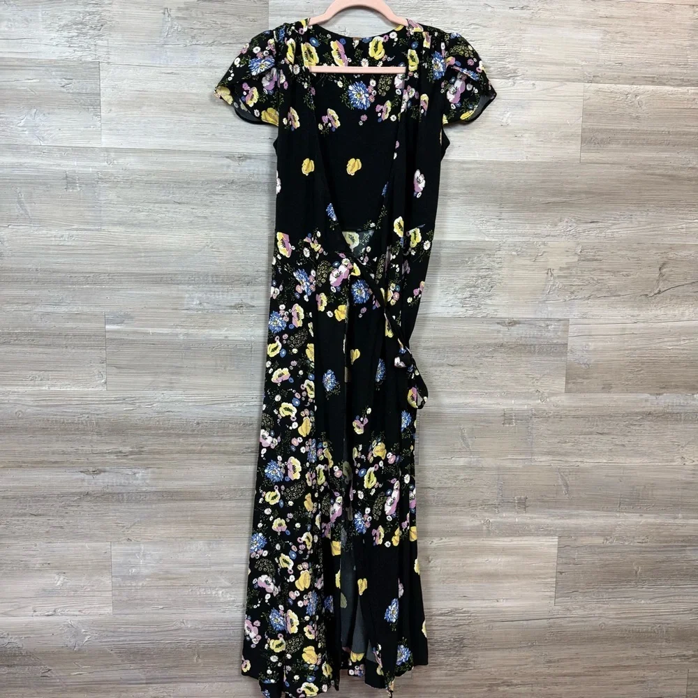 Free People Boho Floral Wrap Maxi Dress | Tulip Sleeves | XS